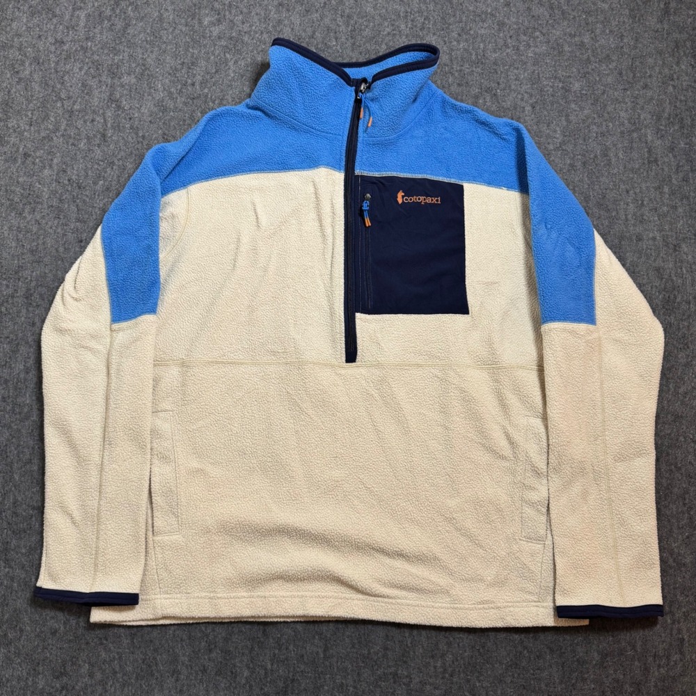 Cotopaxi Abrazo Half Zip Fleece Womens XL Cream Blue Colorblock Quarter Jacket